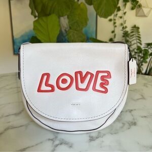 Coach x Keith Haring Hudson Love Crossbody Bag F11784 Chalk Leather Limited Ed.